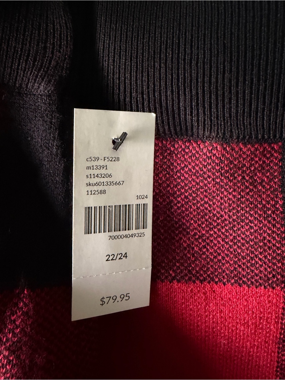 Lane Bryant Red and Black plaid knit skirt. Goes with matching cardigan.